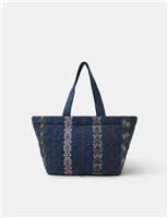 Denim Embroidered Shopper