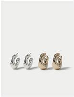 2 Pk Chunky Clean Hoop Earrings