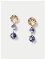Ceramic Double Bead Drop Earrings