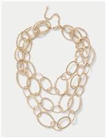 Brushed Metal Multirow Necklace
