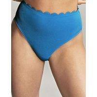 Panache Spirit Scalloped High Waisted Bikini Bottoms Blue