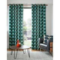 Orla Kiely Block Stem Pure Cotton Eyelet Curtains Green Mix