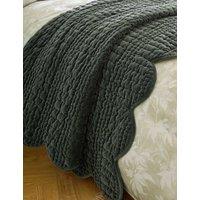Laura Ashley Velvet Scalloped Bedspread Green