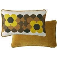 Orla Kiely Pure Cotton Retro Flower Stripe Cushion Yellow Mix