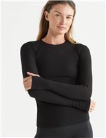 Lilybod Fiona Cotton Rich Ribbed Crew Neck Top Medium Brown
