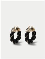 Faux Leather and Chain Hoop Earrings