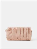 Faux Suede Ruched Chain Strap Clutch Bag