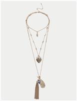Heart Tassel Multirow Necklace