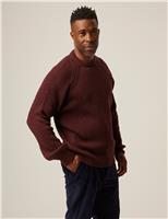 Peregrine Pure Merino Wool Textured Crew Neck Jumper Burgundy