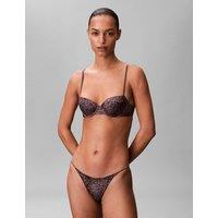 Calvin Klein Signature Satin Animal Tanga Brazilian Knickers Brown Mix