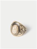 M&S Natural Stone Crackle Ring Gold