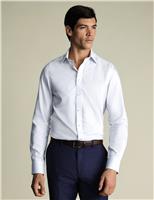 Charles Tyrwhitt Slim Fit Non Iron Pure Cotton Striped Shirt Light Blue