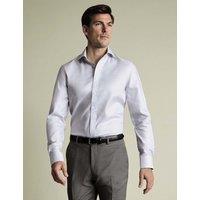 Charles Tyrwhitt Slim Fit Non Iron Pure Cotton Textured Shirt Silver Grey