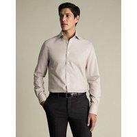 Charles Tyrwhitt Slim Fit Non Iron Pure Cotton Textured Shirt Stone