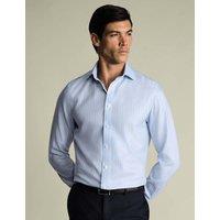 Charles Tyrwhitt Slim Fit Non Iron Herringbone Shirt Light Blue