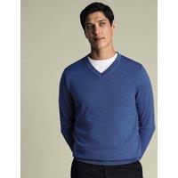 Charles Tyrwhitt Pure Merino Wool V-Neck Jumper Blue