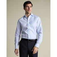 Charles Tyrwhitt Slim Fit Non Iron Pure Cotton Textured Shirt Light Blue