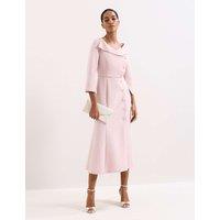 Phase Eight Textured V-Neck Midi Tailored Dress Light Pink