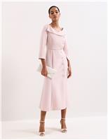 Textured V-Neck Midi Tailored Dress