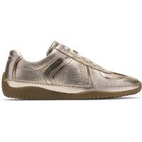 Clarks Leather Lace Up Metallic Trainers Gold