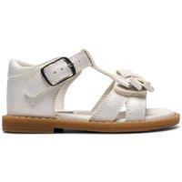 Clarks Luana Bow T-Bar White Sandals (4-6 Small) White