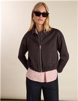 Cotton Rich Relaxed Cropped Bomber Jacket