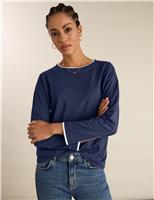 Pure Cotton Jersey Relaxed Contrast Top