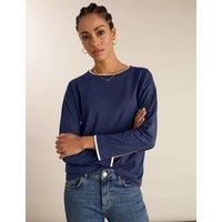 BAUKJEN Pure Cotton Jersey Relaxed Contrast Top Dark Indigo