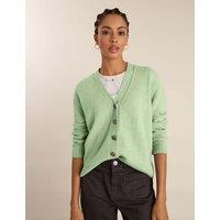 BAUKJEN Wool Blend Textured V-Neck Cardigan Green