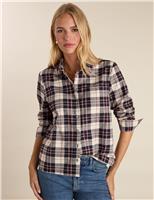 BAUKJEN Pure Cotton Checked Relaxed Shirt Navy Mix