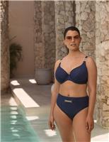 Fantasie Azores Textured Wired Plunge Bikini Top (D-H) Dark Blue