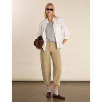 BAUKJEN Cotton Rich Barrel Leg Cropped Trousers Beige