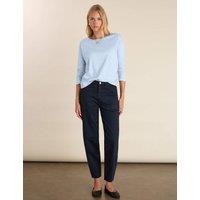 BAUKJEN Cotton Rich Barrel Leg Cropped Trousers Navy