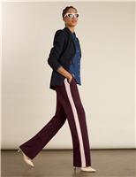 BAUKJEN Side Stripe Wide Leg Trousers Burgundy Mix