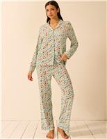 Stripe & Stare Modal Rich Floral Revere Pyjama Set Blue Mix
