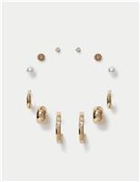 6 Pack Stud Hoop Earrings