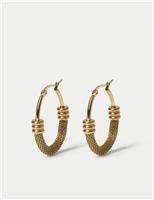 Stainless Steel Textured Hoop Earrings