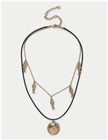 Multirow Fish And Disc Necklace