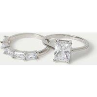 Autograph Platinum Plated 2 Pack Stacking Rings Silver