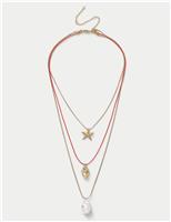 Multirow Starfish Pendant Necklace