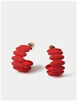 Powder Coat Ridge Hoop Earrings Red