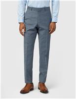 Ted Baker Slim Fit Wool Rich Check Durable Suit Trousers Blue Mix