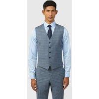 Ted Baker Slim Fit Wool Rich Check Waistcoat Blue Mix