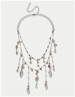 Hammered Leaf Fringe Necklace