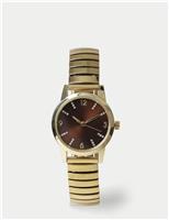 Gold Tone Brown Face Watch