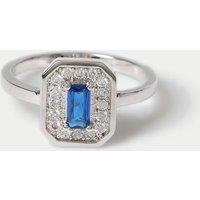 Autograph Platinum Plated Rectangle Cocktail Ring Silver