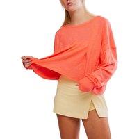 FP Movement My Time Cotton Rich Crew Neck Open Back Top Coral