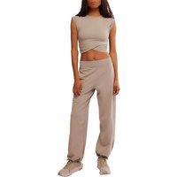FP Movement 2 Piece Hot Shot Crossover Top & Joggers Set Silver Mix