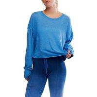 FP Movement My Time Cotton Rich Crew Neck Open Back Top Cobalt