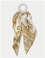 Cream And Green Tail Scrunchie